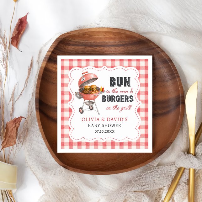 Rote Gingham-Burger-BBQ-Baby-Shower-Servietten Serviette (Von Creator hochgeladen)