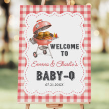 Rote Gingham-Burger-Grill-Baby-Party-Willkommen