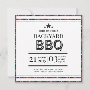 Rote Gingham-Grillparty-Karte