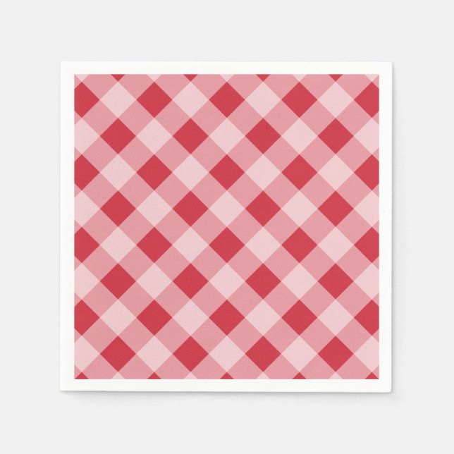 Rote Gingham-Picknick-Party-BBQ-Servietten Serviette (Vorderseite)