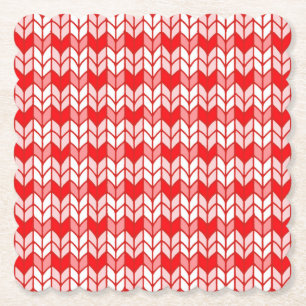 ROTE GINGHAM STRICKWARE Karierte eckige Papiertisc Untersetzer
