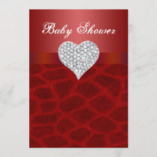 Rote Giraffen-Diamant-Herz-Babyparty-Einladung Einladung
