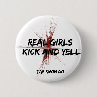 Rote Girls Kick und Yell Round Button