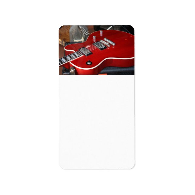 Rote Gitarre auf Lager Adressaufkleber (Vorne)