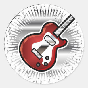 Rote Gitarre Runder Aufkleber