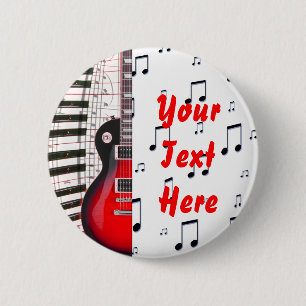 Rote Gitarren-Klaviertasten und Hinweis Button