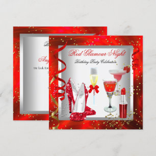 Rote Glamour-Nacht-Cocktails Champagner-Party Einladung