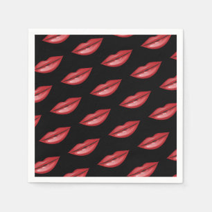 Rote Glänzende Lippen Kuss Schönheit Make-up Gebur Serviette