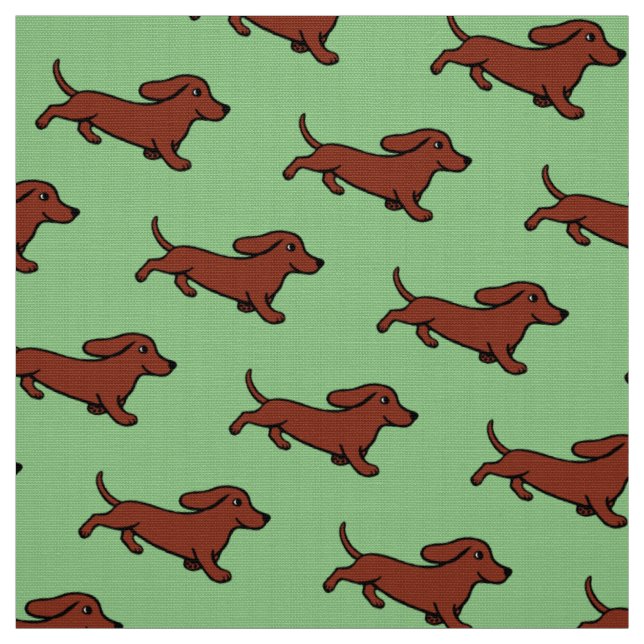Rote glatte Dackel-laufendes Moos-Grün Stoff (Muster)