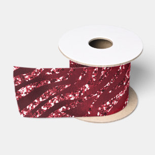 Rote Glitter Glam Tiger Streifen Muster Satinband