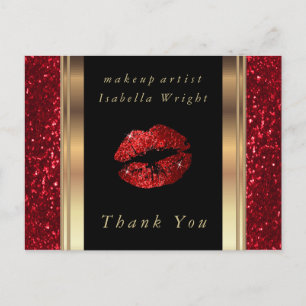 Rote Glitter Lippen - Danke Postkarte