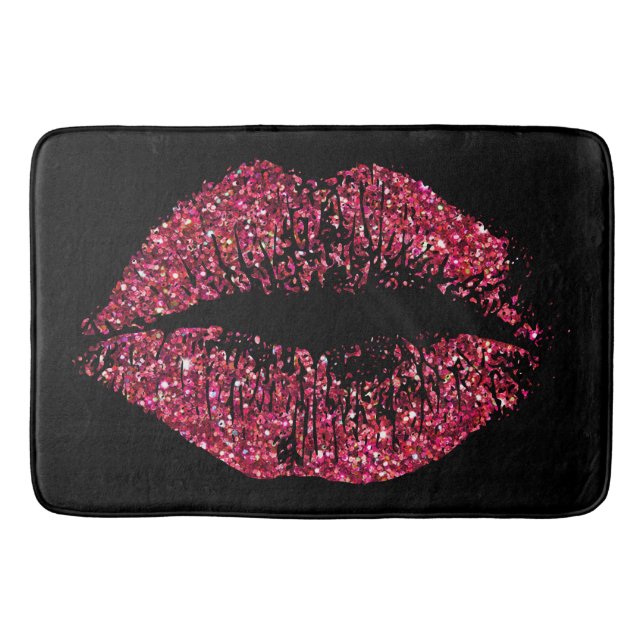 Rote Glitzer-Lippen #2 Badematte (Vorderseite)