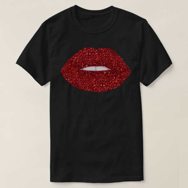 Rote Glitzer Lippen T-Shirt (Design vorne)