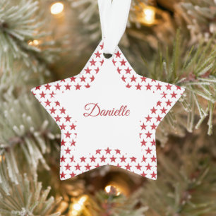 Rote glitzernde Sterne personalisierter Weihnachts Ornament