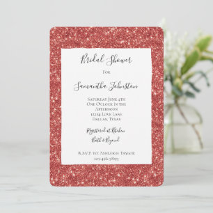 Rote glitzige Glitter-Sparkling-Brautparty Einladung