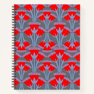 Rote Glockenblumen-Spiral-Notizbuch Notizbuch
