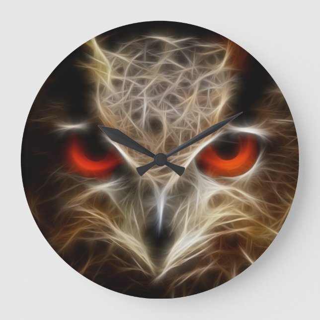 Rote Glühauge Uhu Große Uhr (Vorderseite)