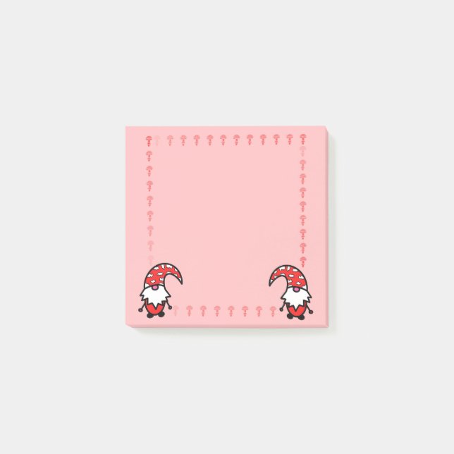 Rote Gnome mit Pilzen Post-it-Notizen Post-it Klebezettel (Vorderseite)