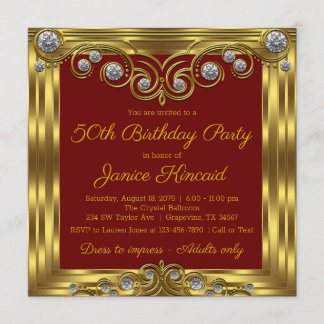 Rote Gold-Geburtstagsparty der Frauen Einladung