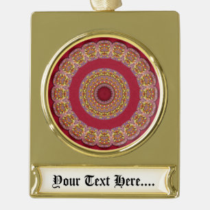 Rote Gold Gelbe Rosetten Mandala Banner-Ornament Gold