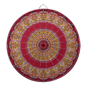 Rote Gold Gelbe Rosetten Mandala Dartscheibe