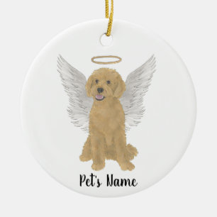 Rote goldene Aprikosen-Doodle-Sympathie-Gedenksäul Keramik Ornament