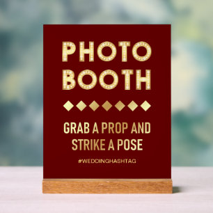 Rote Goldene Buchstaben Hochzeits Foto Booth Acrylschild