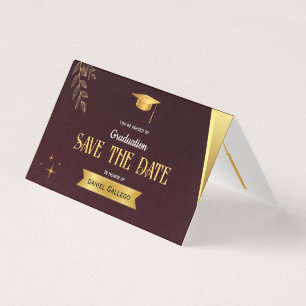 Rote goldene elegante Abschluss-Save-the-Date-Kart