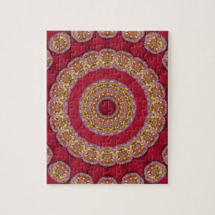 Rote Goldene Gelbe Rosetten Mandala