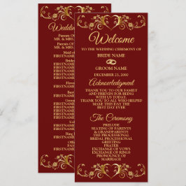 Rote goldene geometrische elegante Hochzeit  Programm