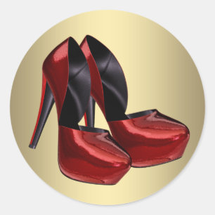 Rote goldene High Heel Schuh Aufkleber