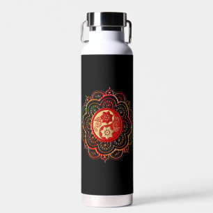 Rote & Goldene Mandala-Wasserflasche Trinkflasche