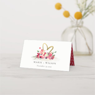Rote goldene Orchideenhochzeit Platzkarte