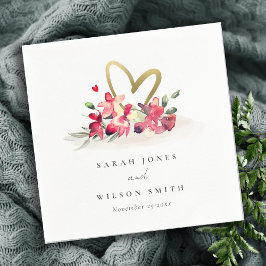 Rote goldene Orchideenhochzeit Serviette