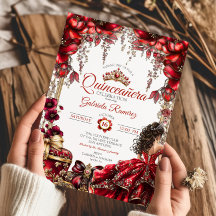 Rote goldene Tiara Floral Quinceañera