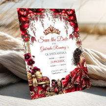 Rote goldene Tiara Floral Quinceañera