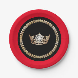 Rote Goldkrone 7" Fräulein-Amerika PapierTeller