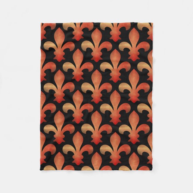 Rote GoldLilien-Schwarz-Fleece-Decke Fleecedecke (Vorderseite)