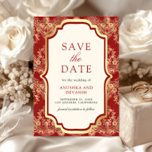Rote Goldspitze Indische Hochzeit