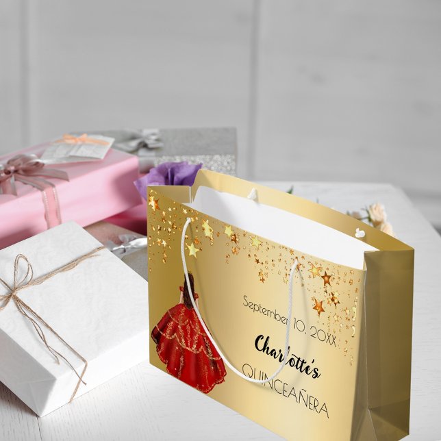 Rote Goldsterne aus Quinceanera kleiden Tiara Große Geschenktüte (Von Creator hochgeladen)