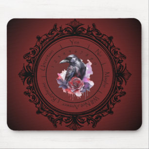 Rote gothische Krähenpendelmatte Mousepad