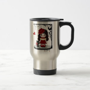 Rote gotische Liebe-Puppen-Pixel-Kunst Reisebecher
