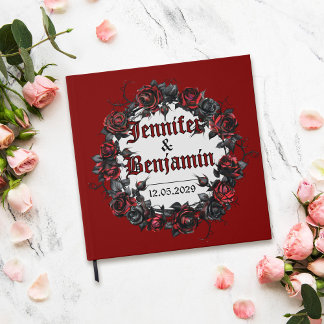Rote gotische Rose Hochzeitsgästebuch in dunkler R Gästebuch