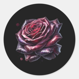 Rote Gotische Rose Runder Aufkleber
