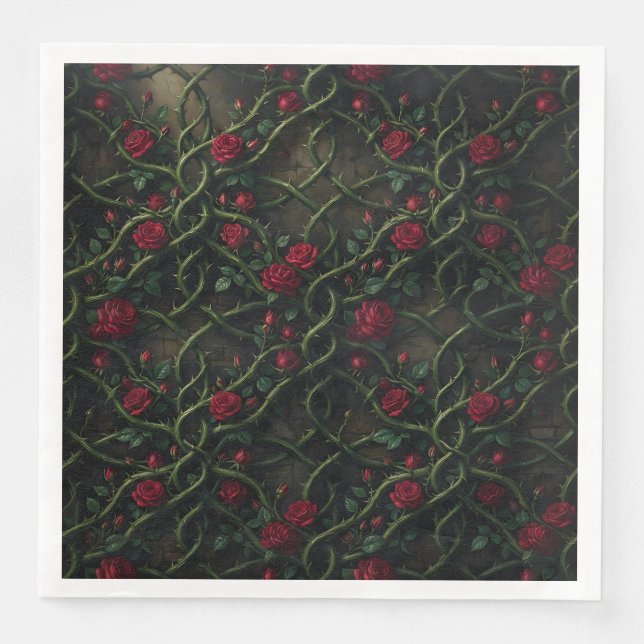 Rote gotische Rose Serviette (Vorderseite)