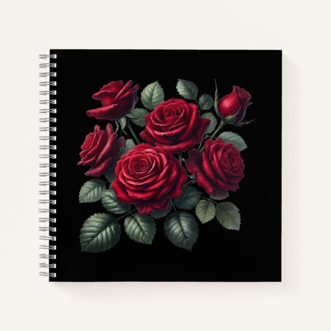 Rote gotische Rosen Notizbuch (Vorderseite)