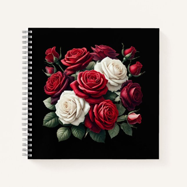 Rote Gotische Rosen Notizbuch (Vorderseite)