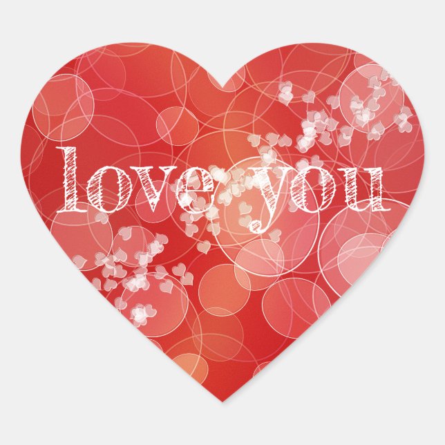 Rote Gradientenstruktur im Bokeh-Stil Herz-Aufkleber (Vorderseite)