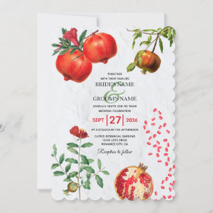 Rote Granatapfel Botanische Mittelmeer-Hochzeit Einladung