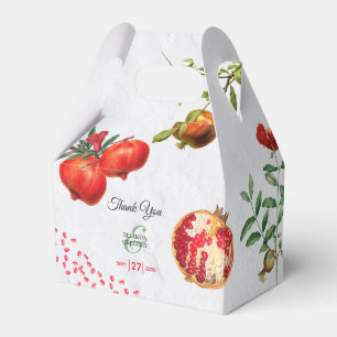 Rote Granatapfel Botanische Mittelmeer-Hochzeit Geschenkschachtel